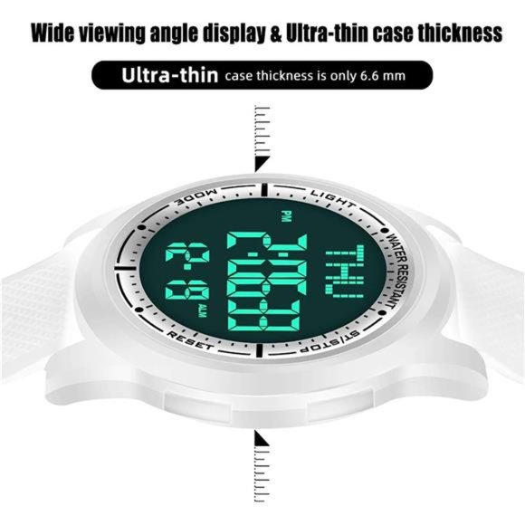 Digital Watch Waterproof with Stopwatch Alarm Countdown Dual Time, Ultra-Thin - Picture 2 of 6
